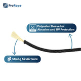 3 mm black kevlar cord with polyester sleeve